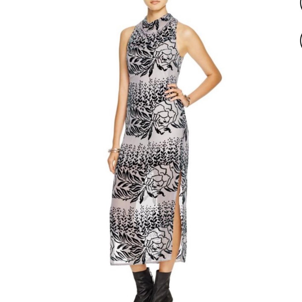 Free People Womens Silk Blend Velvet Burnout Maxi Dress size 6